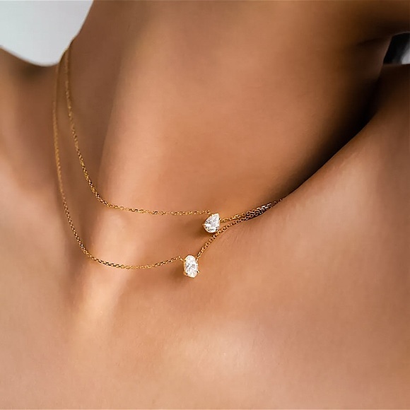 🔵𝟲𝟱%𝗢𝗙𝗙 𝗯𝘂𝗻𝗱𝗹𝗲𝘀 𝟯+🔵 NEW CZ 2 Layered Gold Minimalist Necklace - Picture 4 of 12